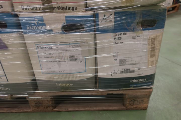 718624-61 10 stools of powder coating paints, i.a. Jotun, Teknos, DuPont et al.