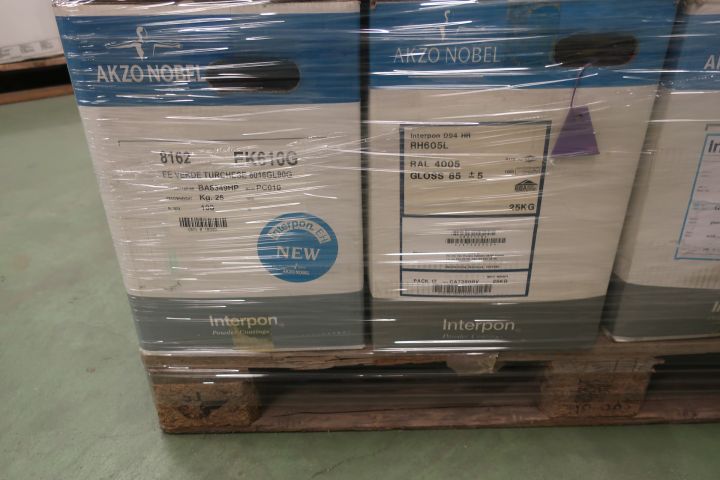 718624-60 10 stools of powder coating paints, i.a. Jotun, Teknos, DuPont et al.