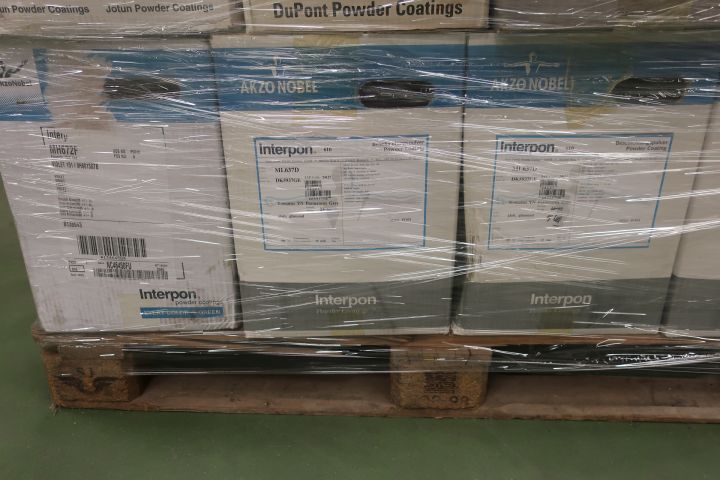 718624-63 10 stools of powder coating paints, i.a. Jotun, Teknos, DuPont et al.