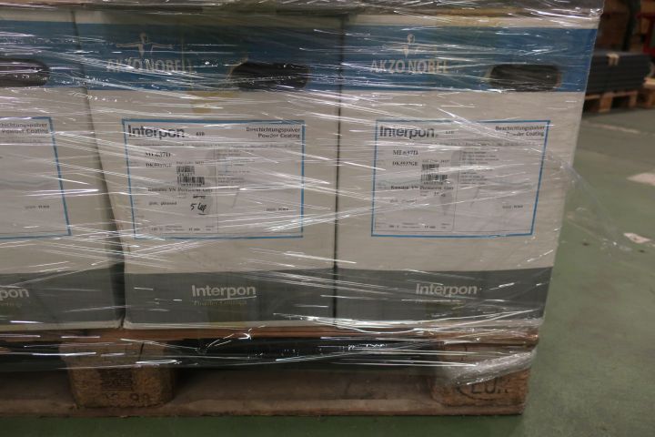 718624-65 10 stools of powder coating paints, i.a. Jotun, Teknos, DuPont et al.