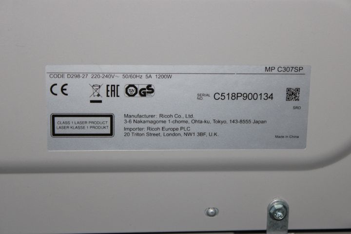 676784-5 Multifunction Printer Ricoh MP C307