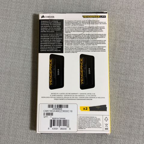 741715-3 RAM memory Corsair Vengeance LPX DDR4 3600MHz 16GB