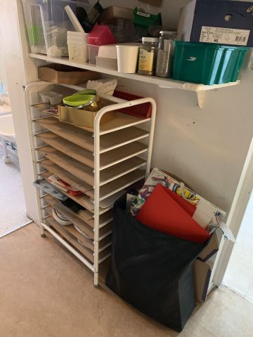 731784-12 Clothes shelves with cabinets for preschool activities and mixed consumption for crafts