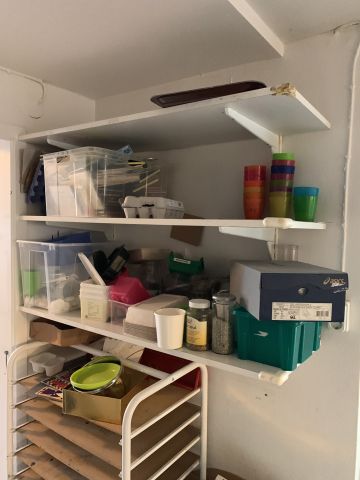 731784-13 Clothes shelves with cabinets for preschool activities and mixed consumption for crafts