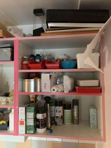 731784-14 Clothes shelves with cabinets for preschool activities and mixed consumption for crafts