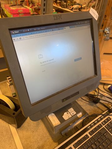 702052-4 Cash register system IBM with two hand scanners, receipt printer and cash drawer