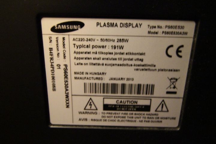 717901-2 Samsung 60 "Plasma TV
