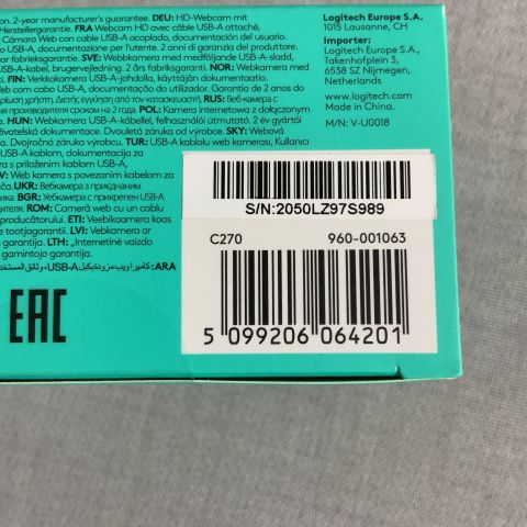 750458-3 Webcam Logitech HD C270