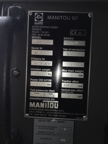 751553-17 Telescopic loader Manitou MRT 1850M, 2002