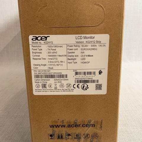 750879-3 Gaming screen Acer 24 "KG241Qsbiip