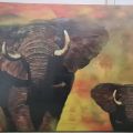 735072-1 2 canvas paintings with elephant motifs