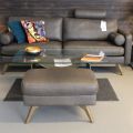 676946-1 3-seater leather sofa BD Clint with stool