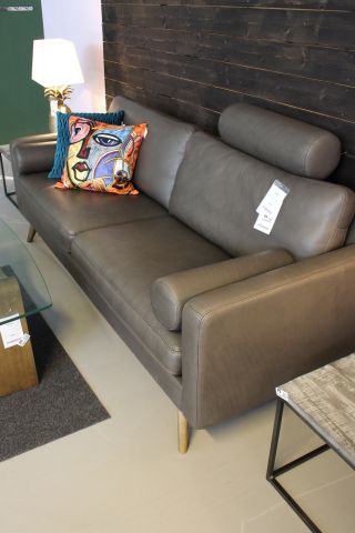 676946-2 3-seater leather sofa BD Clint with stool