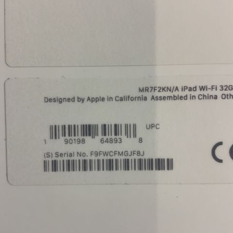 760904-3 Apple Ipad 6th generation MR7F2KN / A