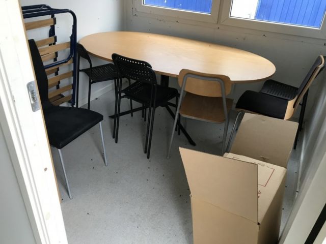 758861-7 Staff shed with sheet metal facade