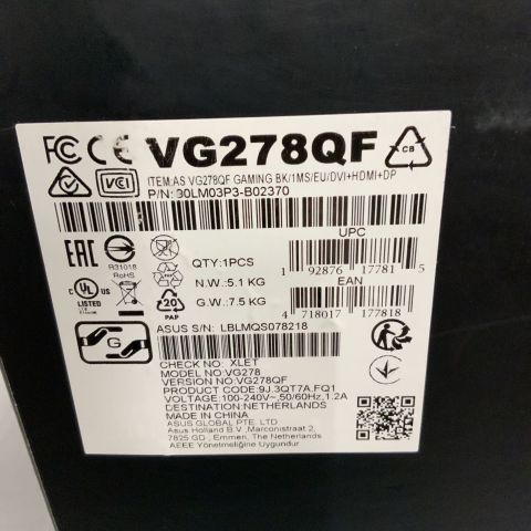 760927-3 Gaming screen Asus 27 "VG278QF