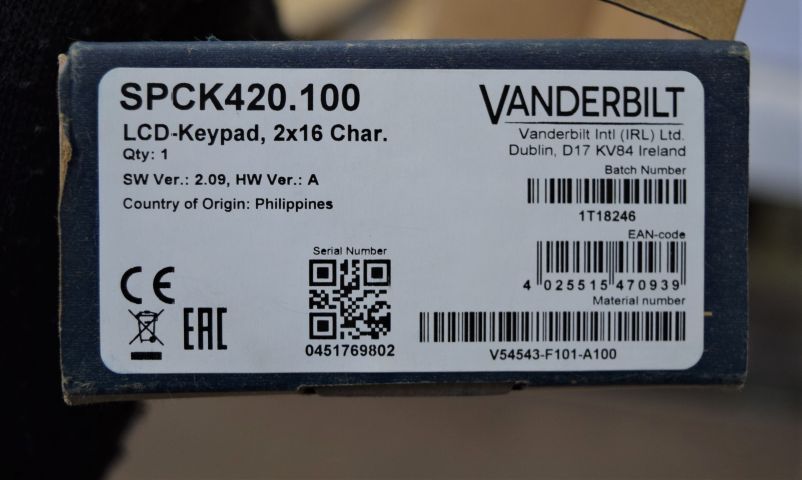 685723-3 Manöverpanel Vanderbilt SPCK420.100