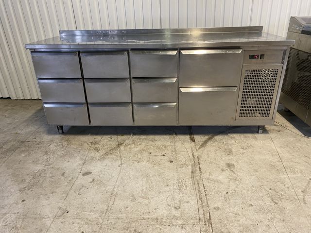 762509-2 Kema Blue Line cooling bench with 11 drawers, folded back edge