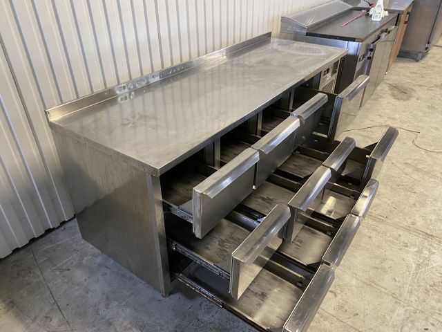 762509-3 Kema Blue Line cooling bench with 11 drawers, folded back edge