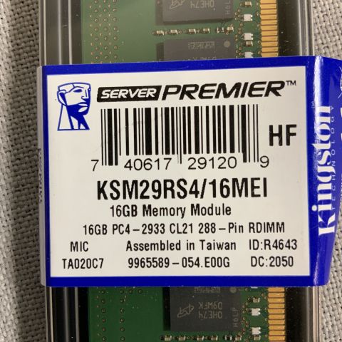 765477-3 Ramston Kingston 16GB 2933MHz DDR4 ECC Reg (2pcs)