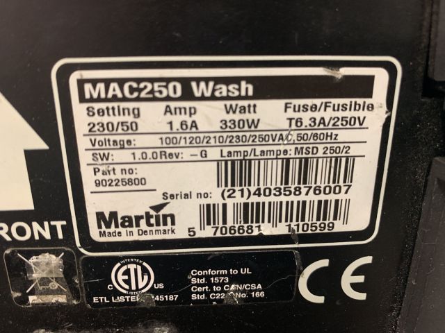 760060-11 Wash MAC250 Martin 2 st inkl Flightcase