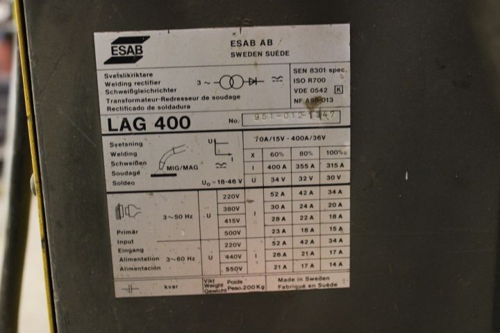 764558-7 MIG welder with feeder ESAB LAG 400