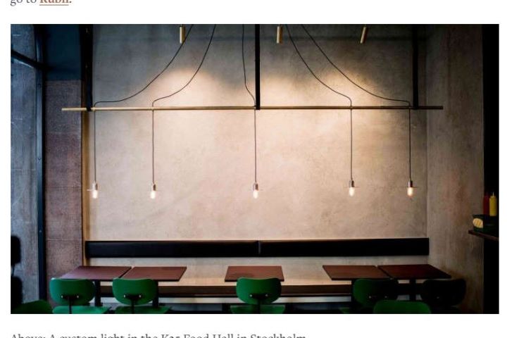 769298-2 Ceiling lamp Rubn 400cm in brass and leather. Design by Niclas Hoflin