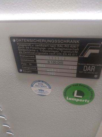 703972-4 Safe Lampertz S 120 DIS