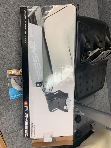 768968-6 Racing game chair with Logitech G920 steering wheel and pedal