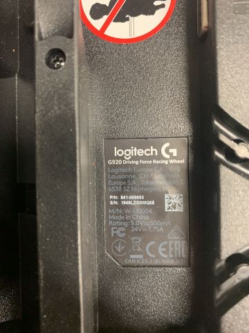 768968-9 Racing game chair with Logitech G920 steering wheel and pedal