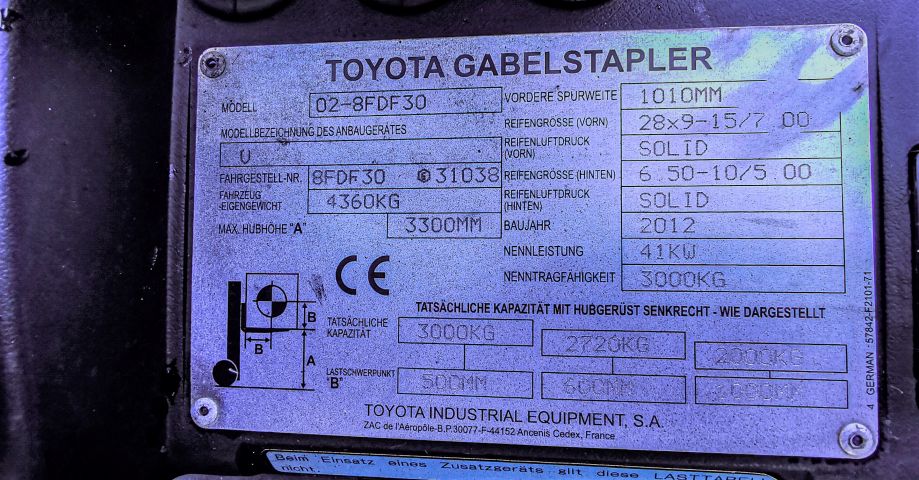 778741-12 Forklift truck Toyota 02-8FDF30, 2012