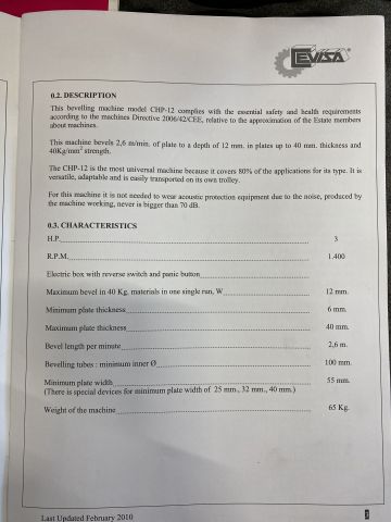 770678-9 Bevelling machine Cevisa CHP-12