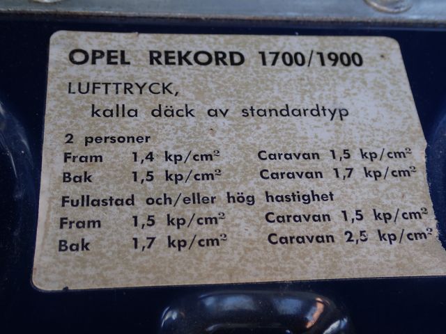 753067-93 Opel Record 1700 Olympia -1966