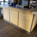 744841-4 Bar counter at an angle of approx. 407x250 cm - as well as back bar shelves and accessories