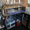 744841-10 Bar counter at an angle of approx. 407x250 cm - as well as back bar shelves and accessories