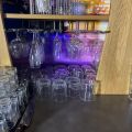 744841-18 Bar counter at an angle of approx. 407x250 cm - as well as back bar shelves and accessories
