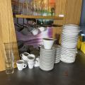 744841-19 Bar counter at an angle of approx. 407x250 cm - as well as back bar shelves and accessories