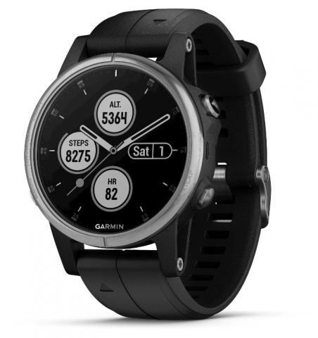 787323-1 Garmin Fenix 5S Plus Silver with Black Band