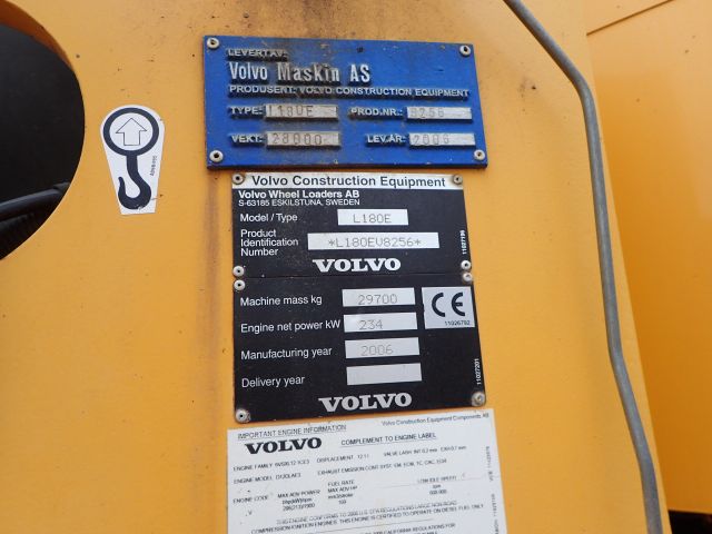 689213-15 Volvo 180E Wheel Loader 2006