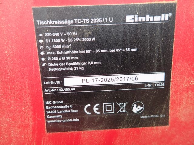 755595-13 Splitting saw EINHELL TC-TS 2025 / 1U