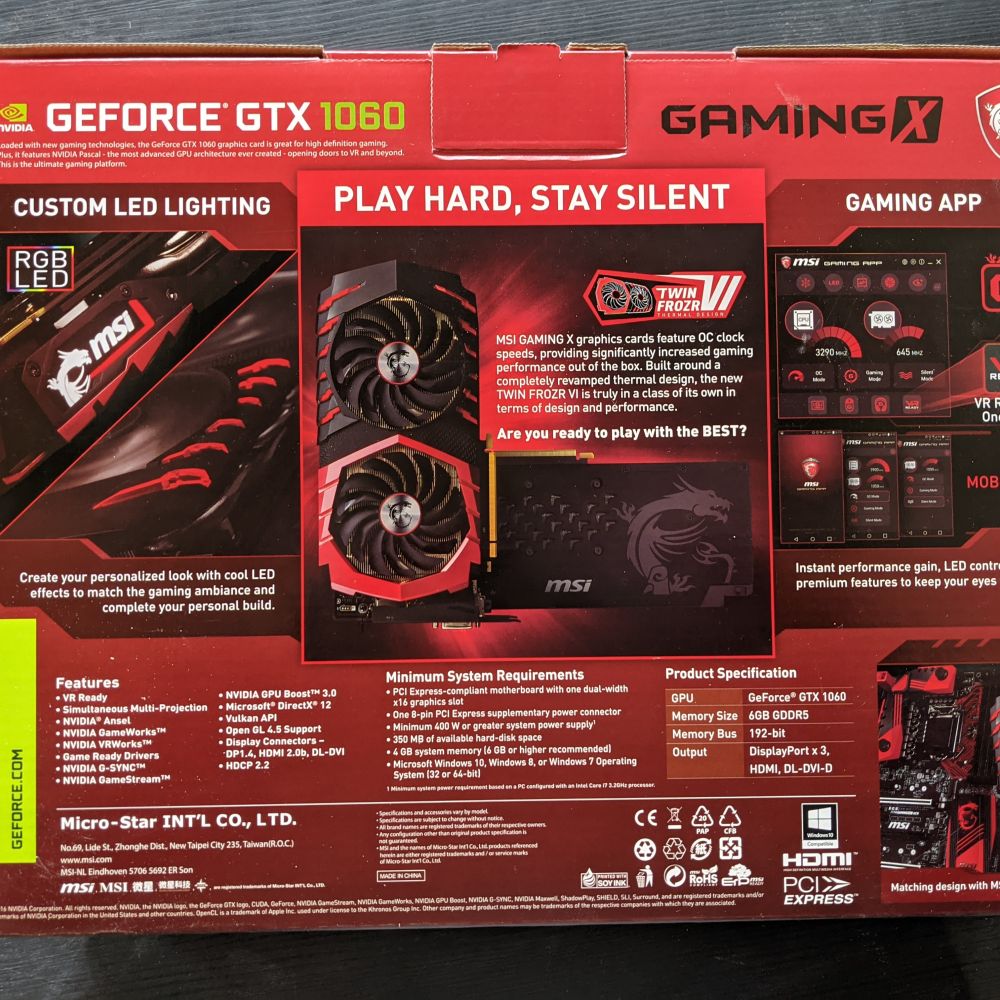 Used MSI GeForce GTX 1060 6GB Gaming X | PS Auction