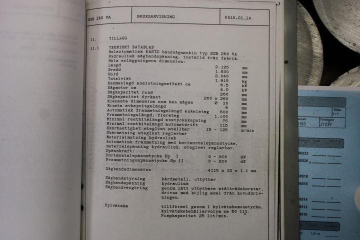 719521-20 Vertical band saw - Kasto SSB 260 VA