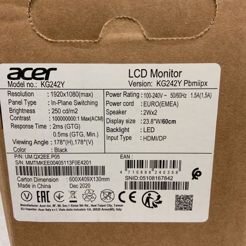 796434-3 Gaming screen Acer 24 "Nitro KG242YP