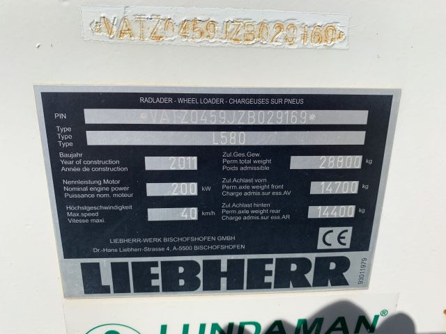 744870-48 Liebherr 580 Wheel loader 12127 h -2011 incl. bucket