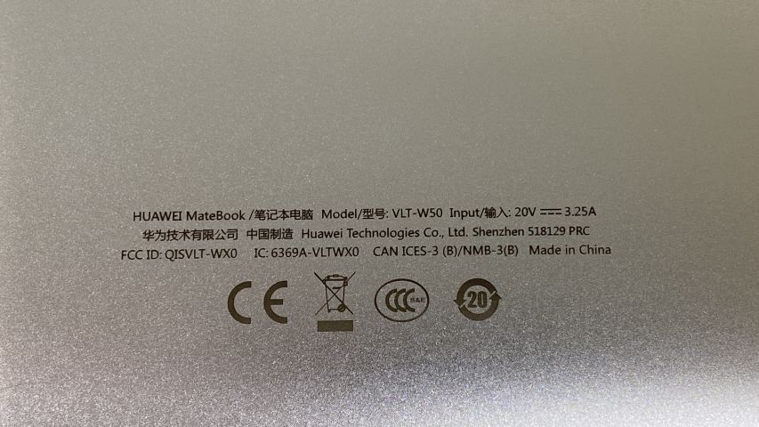 745677-10 Laptop - HUAWEI MateBook, Mod: VLT-W50 - 238 GB