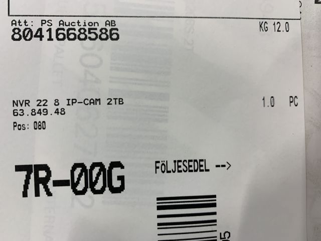 801837-3 TruVision NVR 22S, H.265, 8 channels IP, built-in PoE switch for 8 cameras, 2 TB