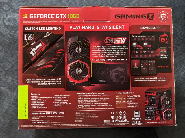 608108-5 Used MSI GeForce GTX 1060 6GB Gaming X