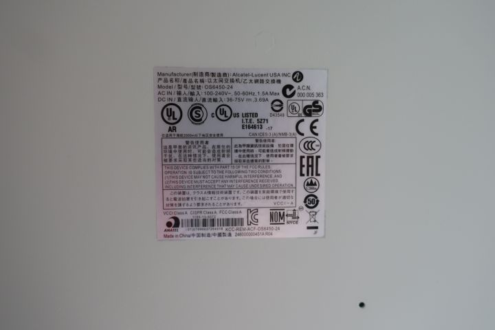 793073-9 Switch, Alcatel Lucent OS6450-XNI-U2