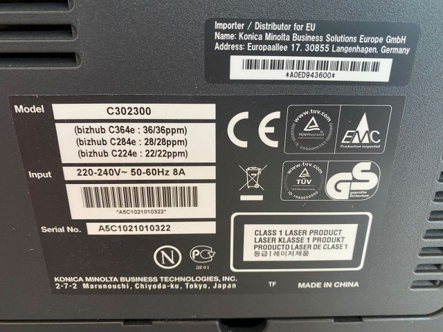 807697-7 Printer Konica Minolta Bizhub C364e