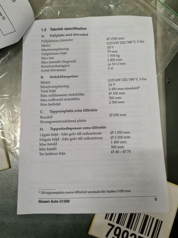 810542-15 Nissen Spinning wrap machine 1500 Automatic